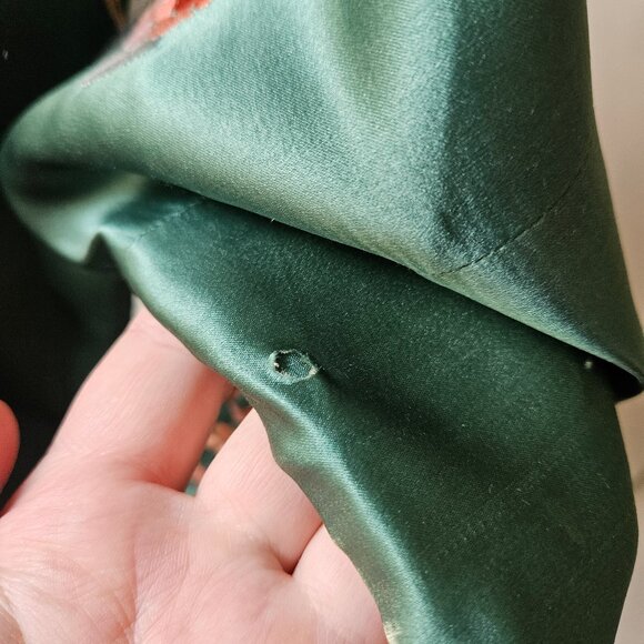 Vintage Chinese Embroidered Silk Robe Green - Picture 10 of 12